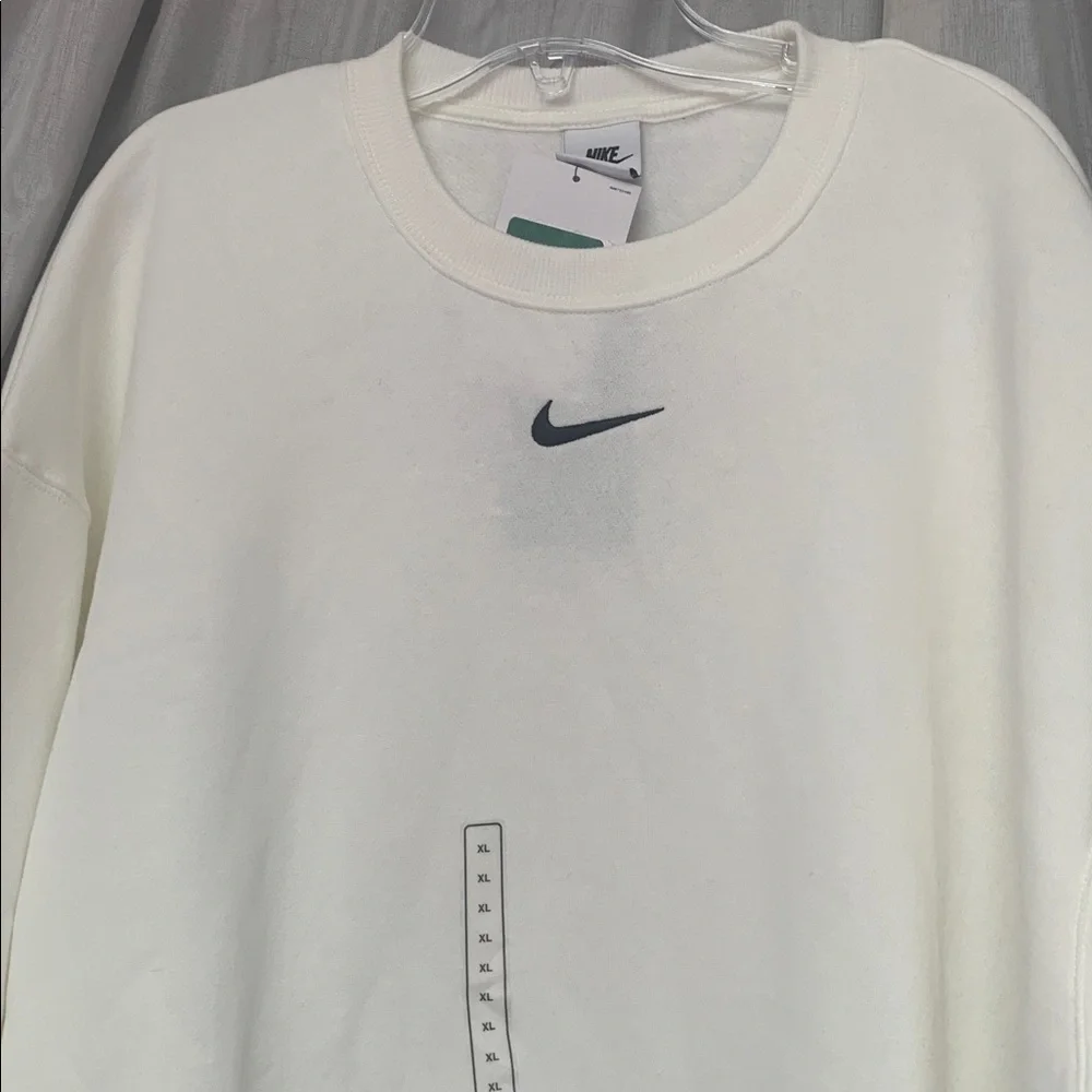 Nike Off-White Crewneck Sweatshirt with Black Swoosh